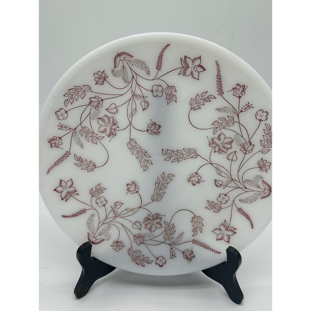 Federal Glass Burgundy Botanical Wildflowers Spree Large Dinner Plate 11 Inches